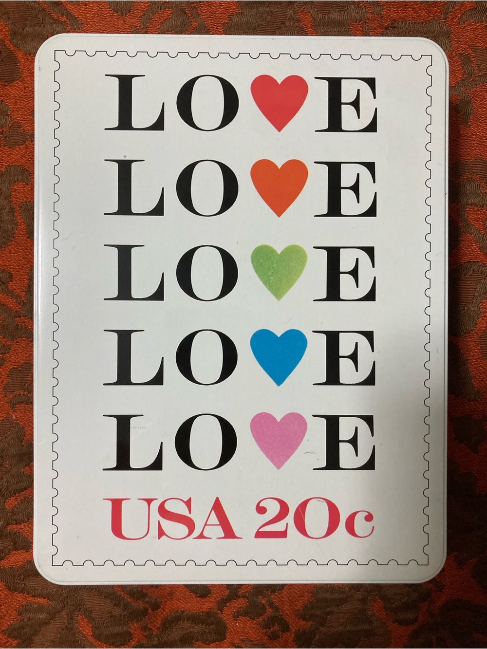 USPS 1995 LOVE stamp stationary set with tin gift box - vintage